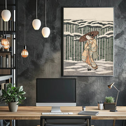 Winter Stroll in Bamboo Grove Poster