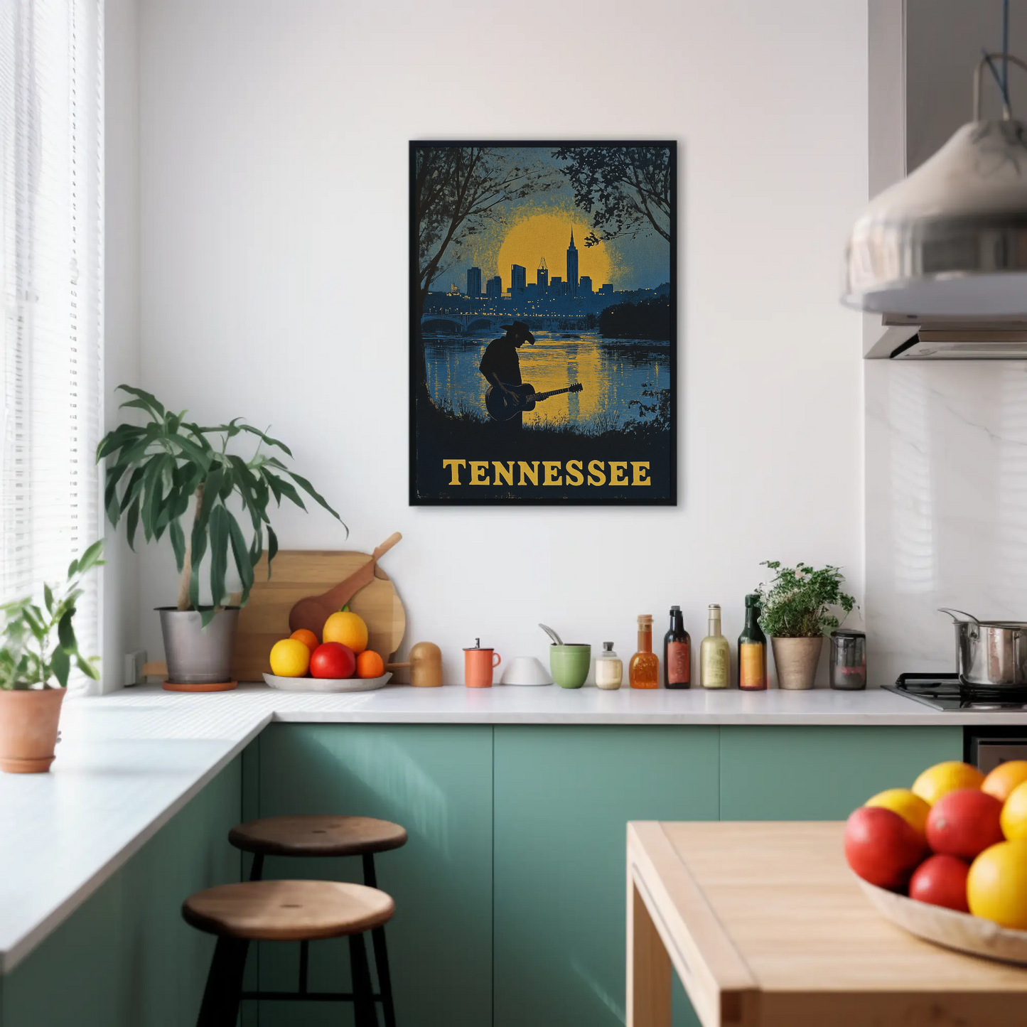 Tennessee Vintage Poster - Music and Cityscape