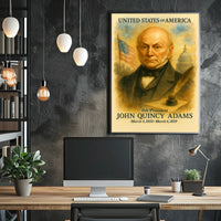 John Quincy Adams 6th President of the United States Vintage Watercolor Poster