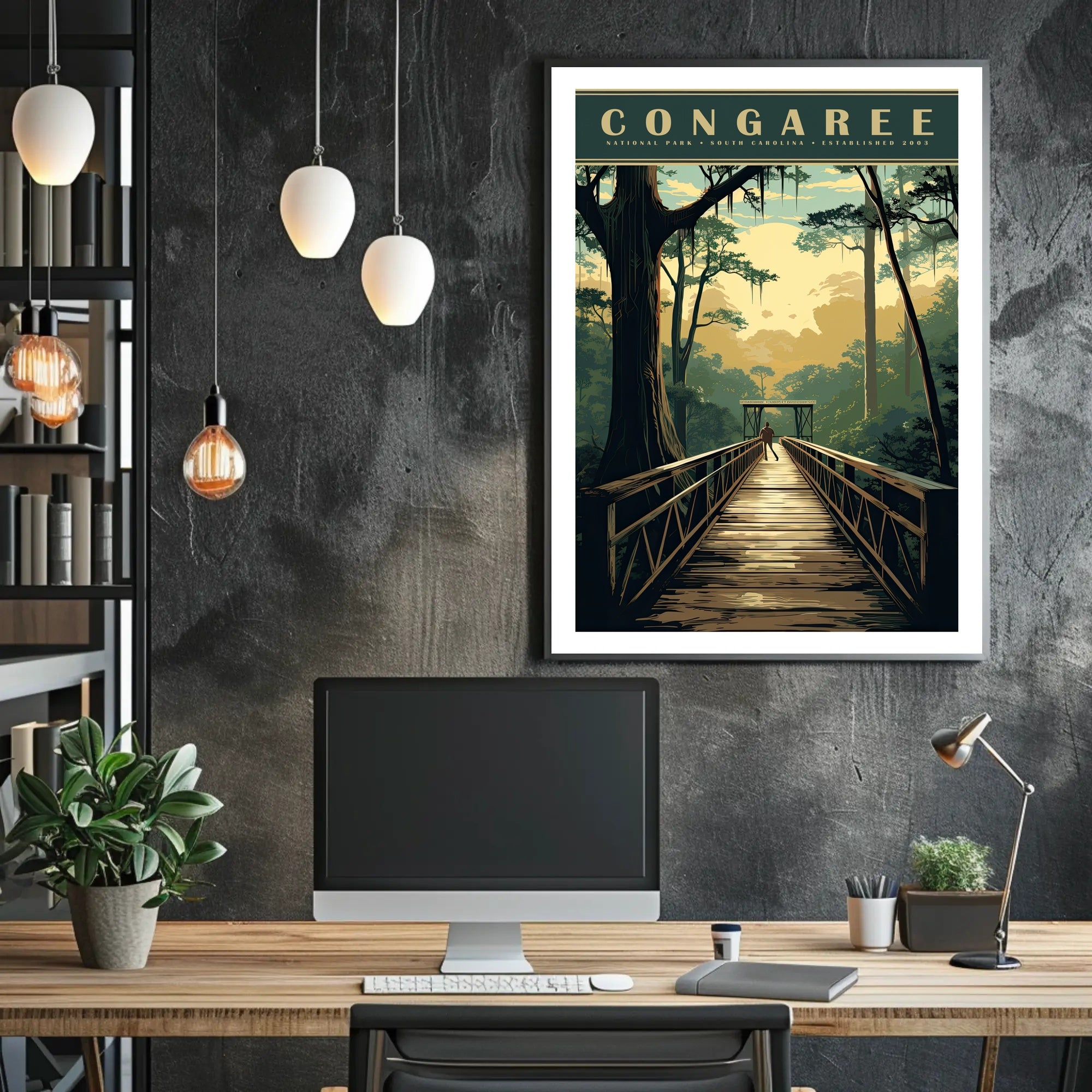 Congaree National Park Travel Poster Vintage Print