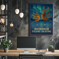 Reindeer Figure Skating Enchantment - Fantasy or Mythology Poster
