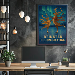 Reindeer Figure Skating Enchantment - Fantasy or Mythology Poster