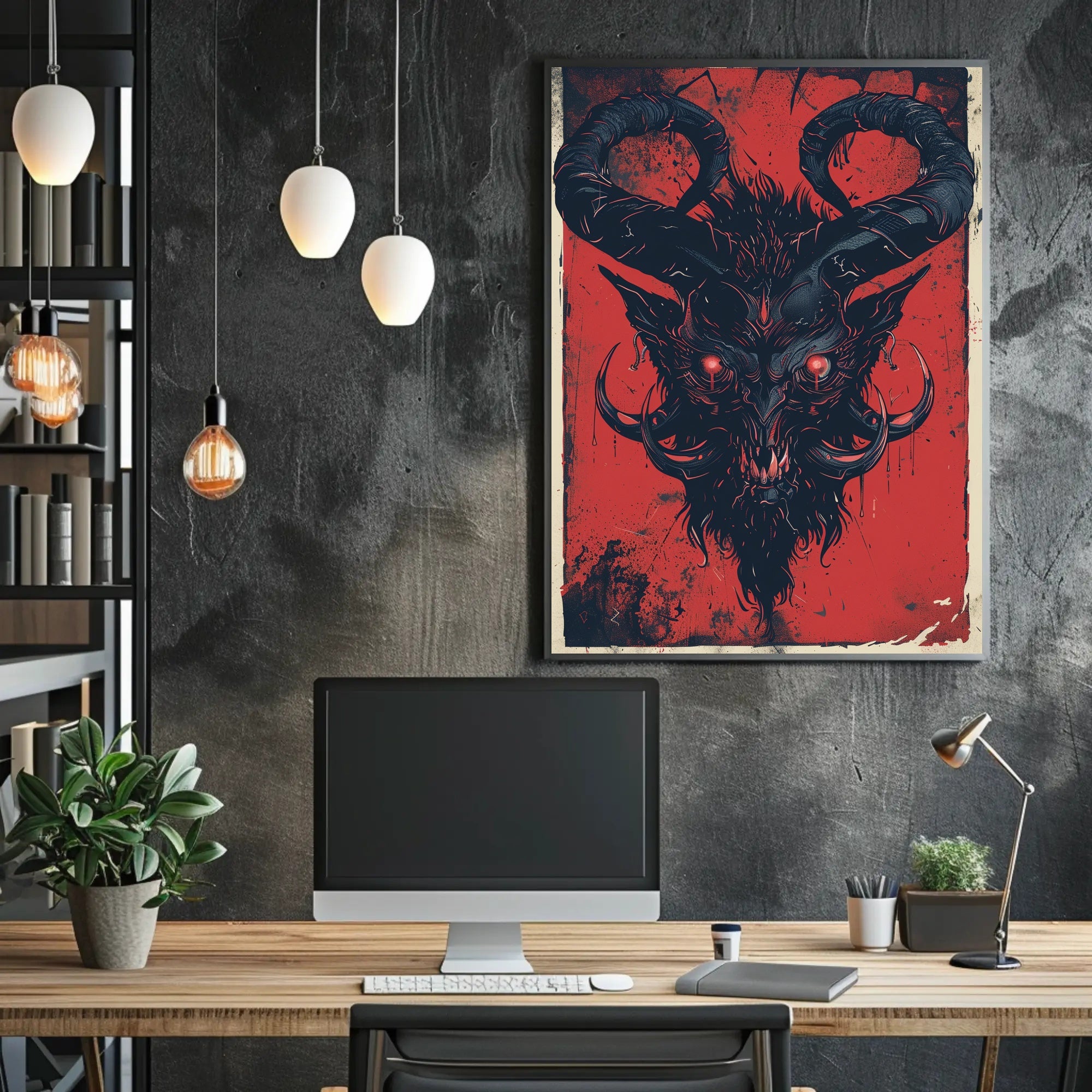 Demon Visage Art Print Poster for Home Decor and Wall Aesthetics PosterGoat