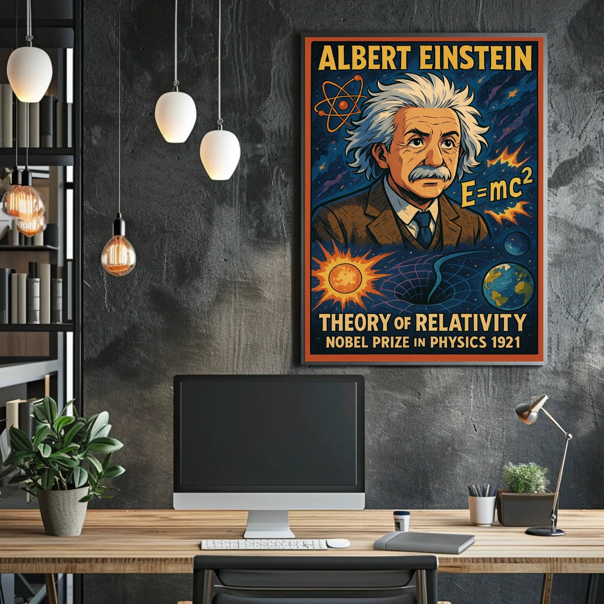 Albert Einstein Relativity Iconic Vintage Science Wall Art Educational Gift Wanderlust Inspired Poster