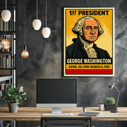 George Washington 1st President of the United States Inked Comic Style Poster