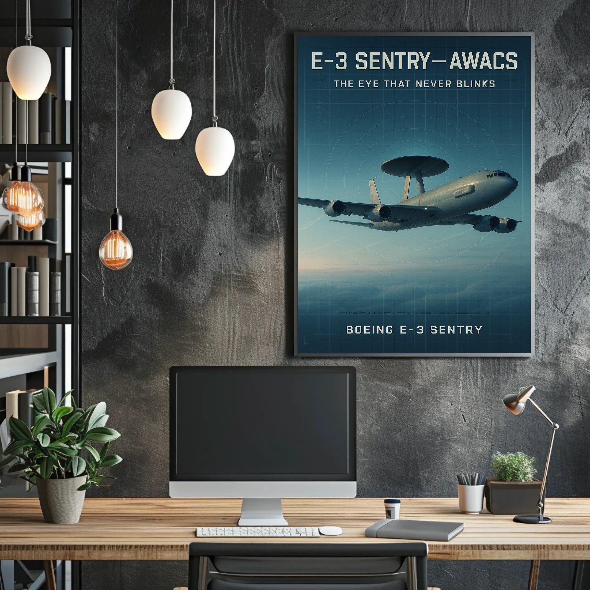 E-3 Sentry AWACS Military Aircraft Vintage Poster