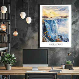 Niagara Falls New York Watercolor Scenic Travel Poster PosterGoat