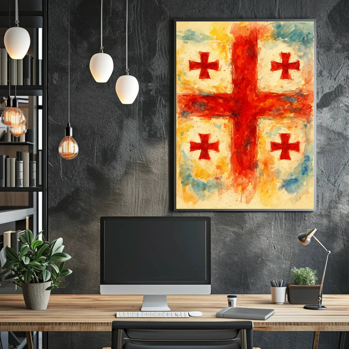 Vibrant Crosses Abstract Watercolor Poster