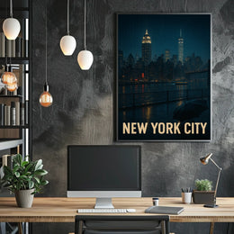 New York City Skyline at Night Poster