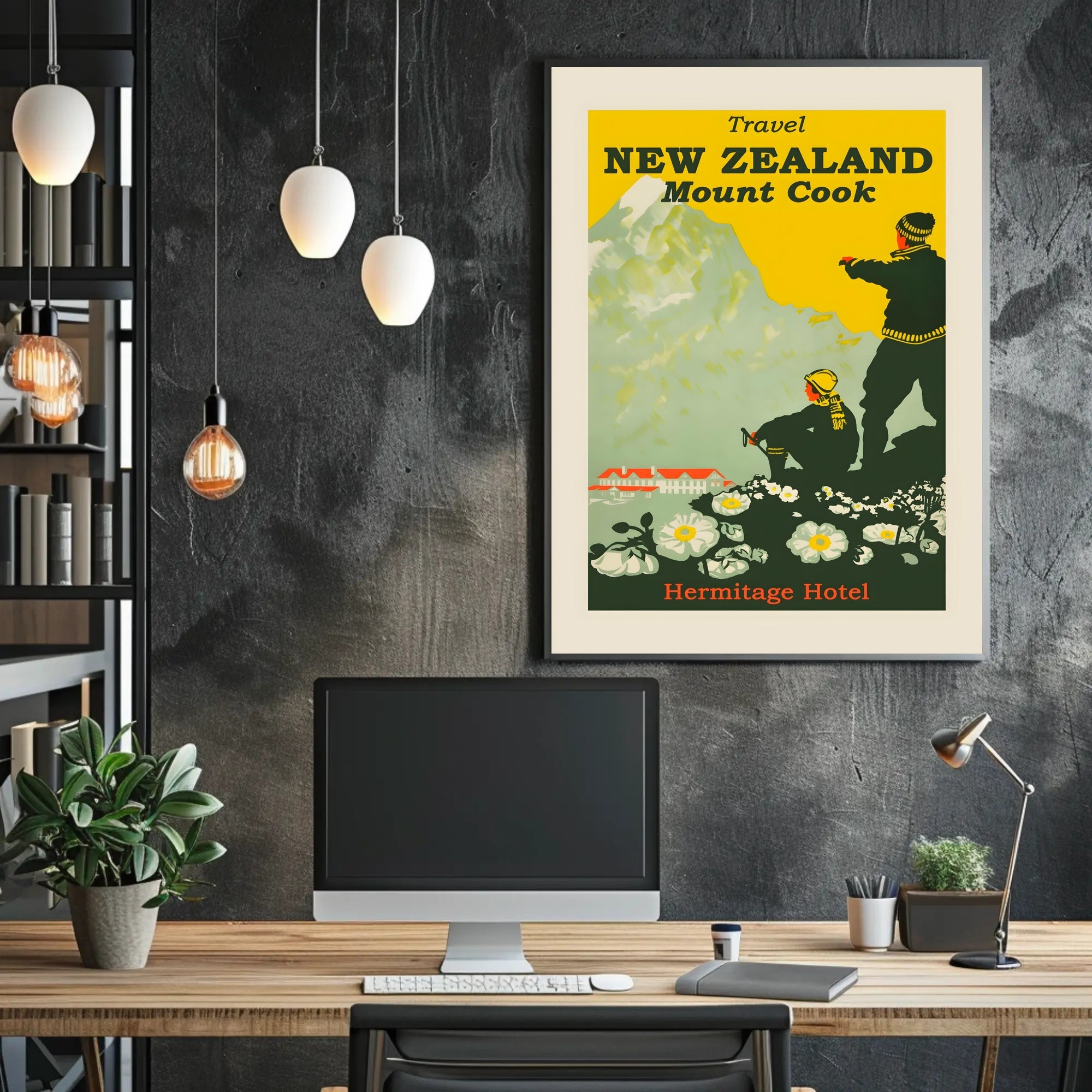 Mount Cook Adventure Exploration New Zealand Travel Poster