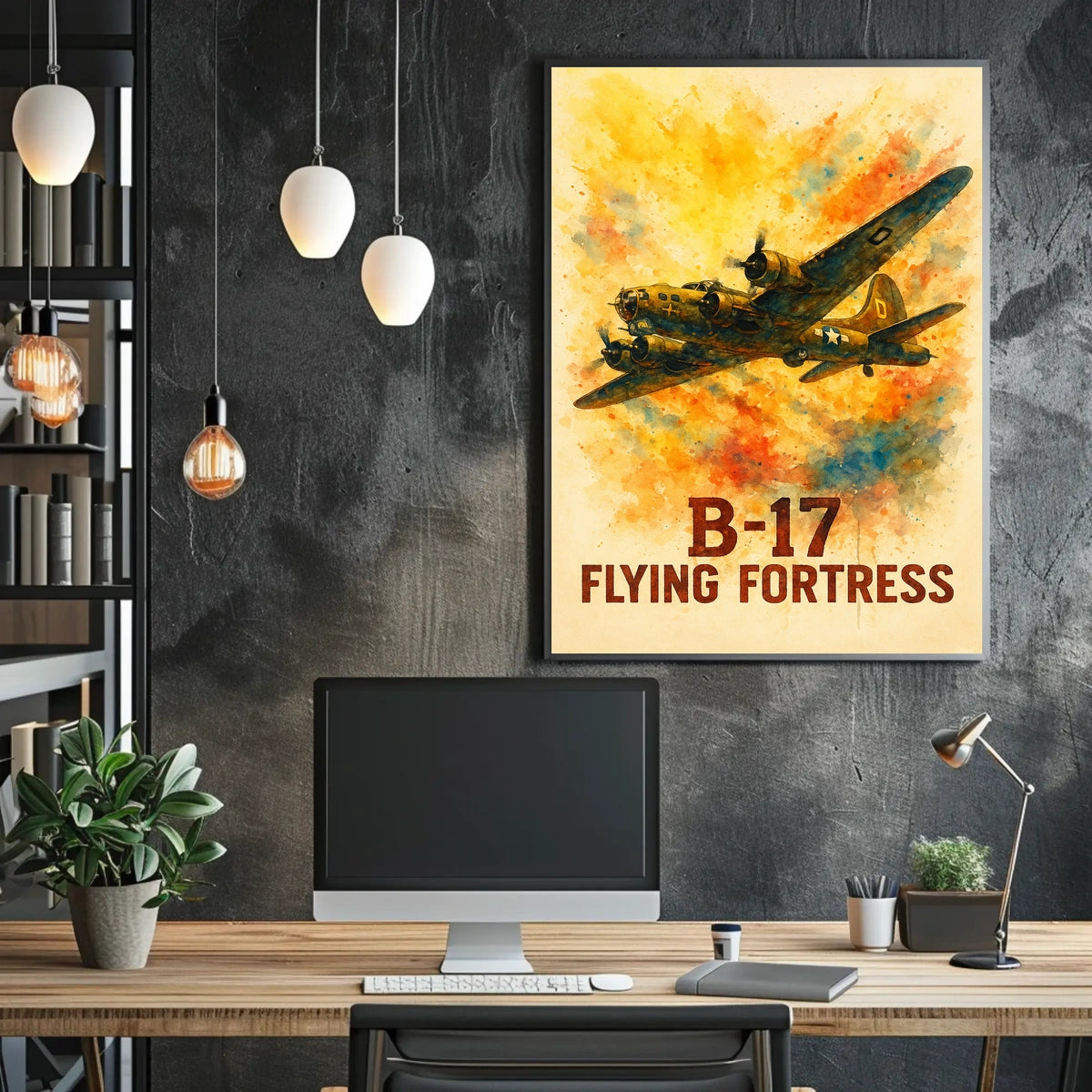 B-17 Flying Fortress Vintage Aviation Art Poster
