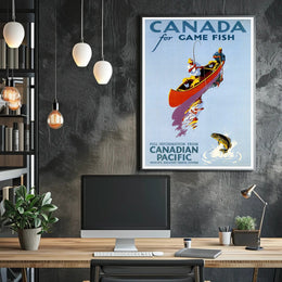 Fishing Adventure in Canada Vintage Travel Poster PosterGoat