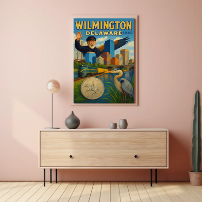 Wilmington Delaware Sailor Heron Train Travel Poster