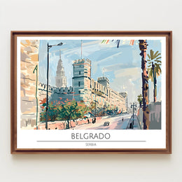 Scenic Illustration of Belgrade Poster PosterGoat