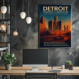 Detroit Heartbeat of Innovation Poster Art Print PosterGoat