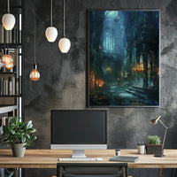 Gothic Cathedral Mystery: Atmospheric Art Poster PosterGoat