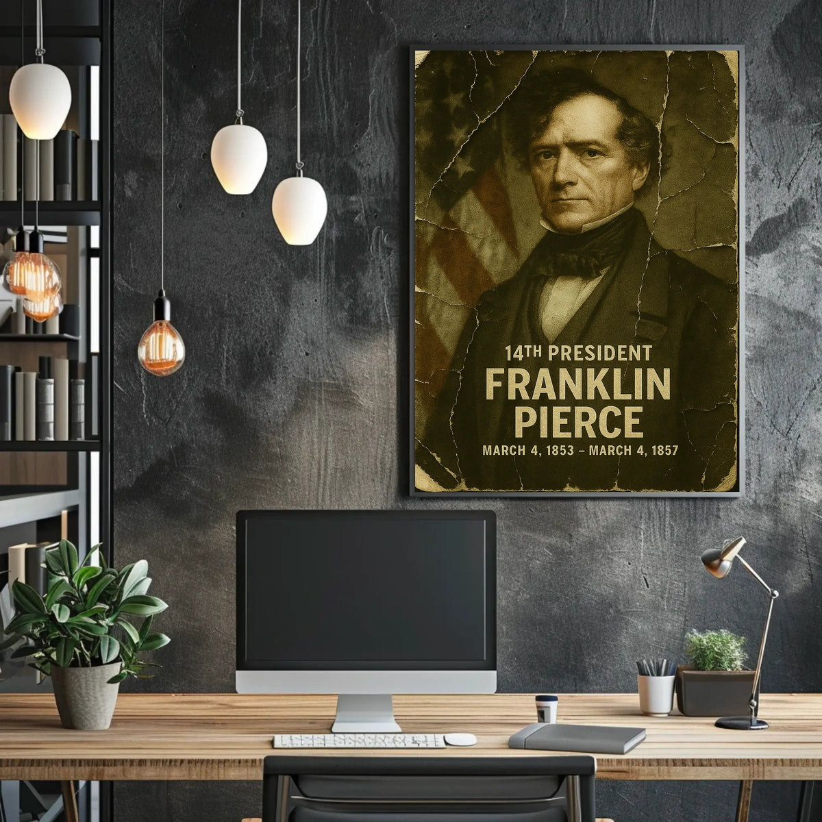 Franklin Pierce 14th President of the United States Damaged Photograph Poster