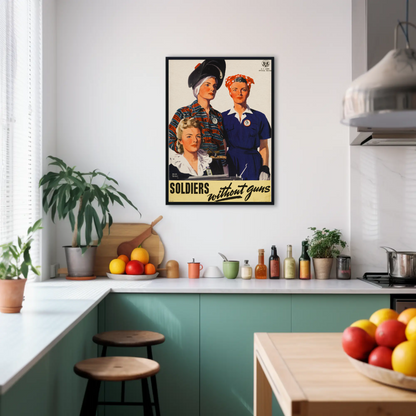 Women Workers Soldiers Without Guns Vintage War Propaganda Poster