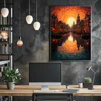 Dreamscape Canal At Sunset Poster