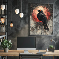 Raven Under Blood Moon Art Print Animal Poster