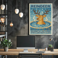 Relaxing Reindeer Mosaic Winter Art Poster - Abstract or Artistic Poster