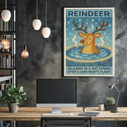Relaxing Reindeer Mosaic Winter Art Poster - Abstract or Artistic Poster