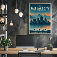 Salt Lake City Travel Poster Vintage Wall Art Print