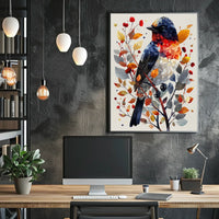 Geometric Bird In Autumn Foliage Poster
