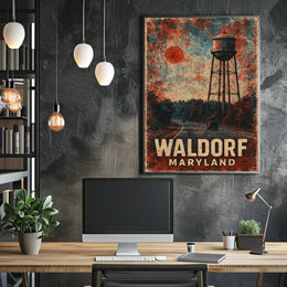 Water Tower Americana Retro Nostalgic Poster