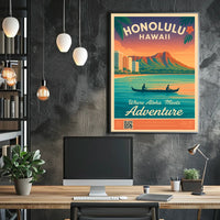 Honolulu Vintage Travel Poster Aloha Meets Adventure