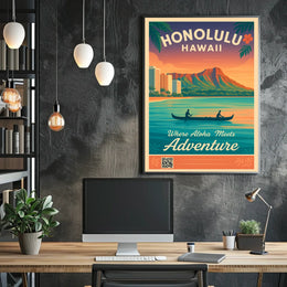 Honolulu Vintage Travel Poster Aloha Meets Adventure