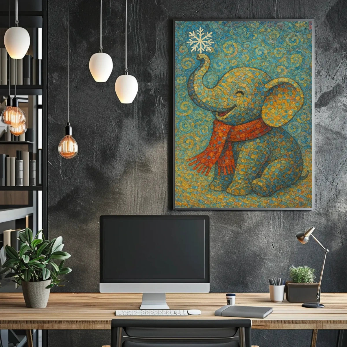 Whimsical Winter Elephant Poster