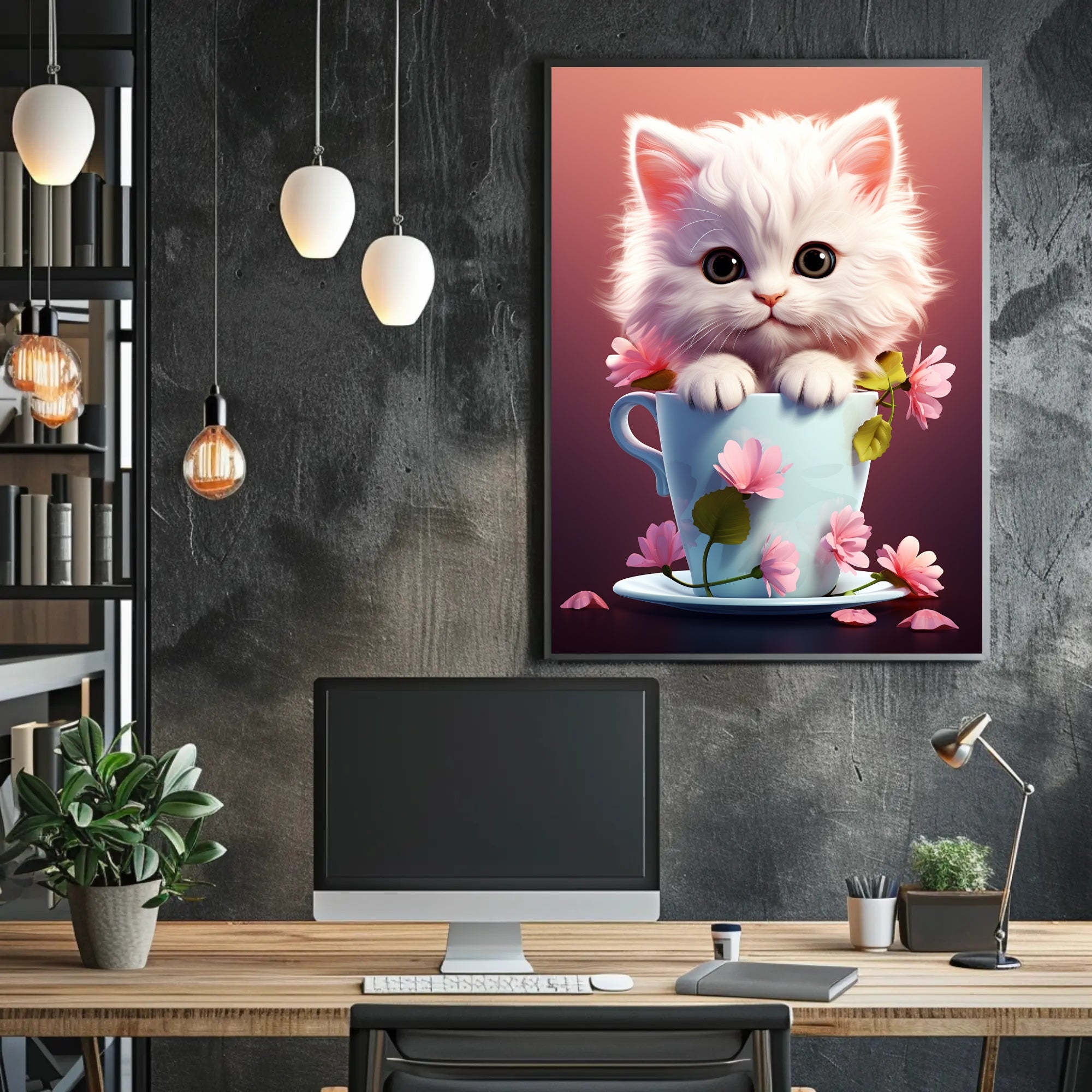 Kitten In A Teacup Poster PosterGoat