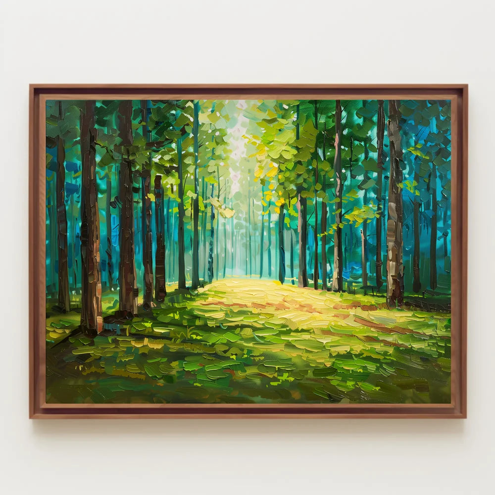 Serene Forest Pathway Impressionistic Art Poster