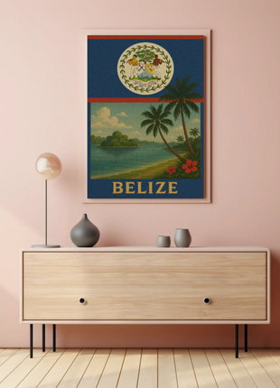 Belize Tropical Coast Vintage Travel Poster