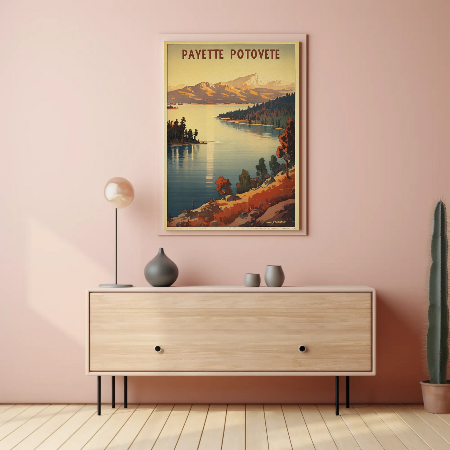 Payette Lake Idaho Scenic Mountain Water Travel Poster