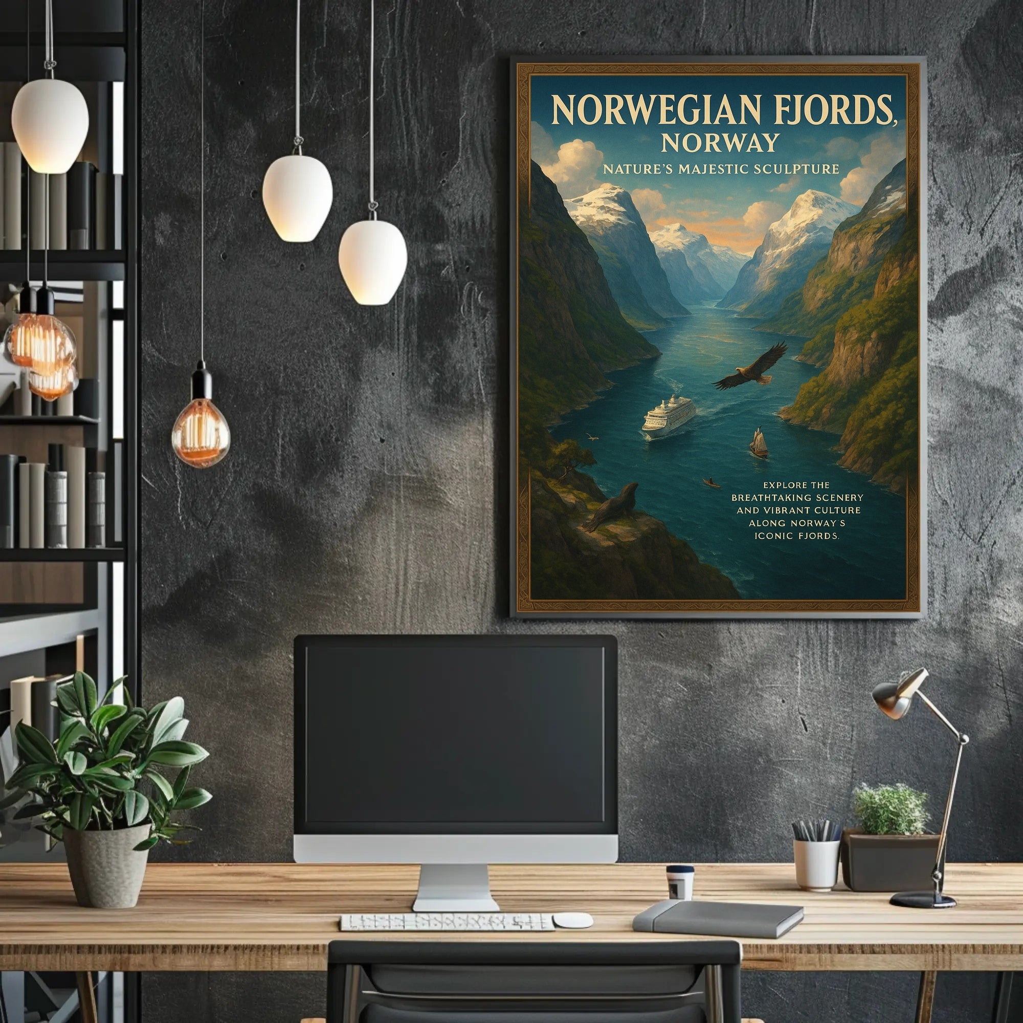 Norwegian Fjords Vintage Travel Poster Print