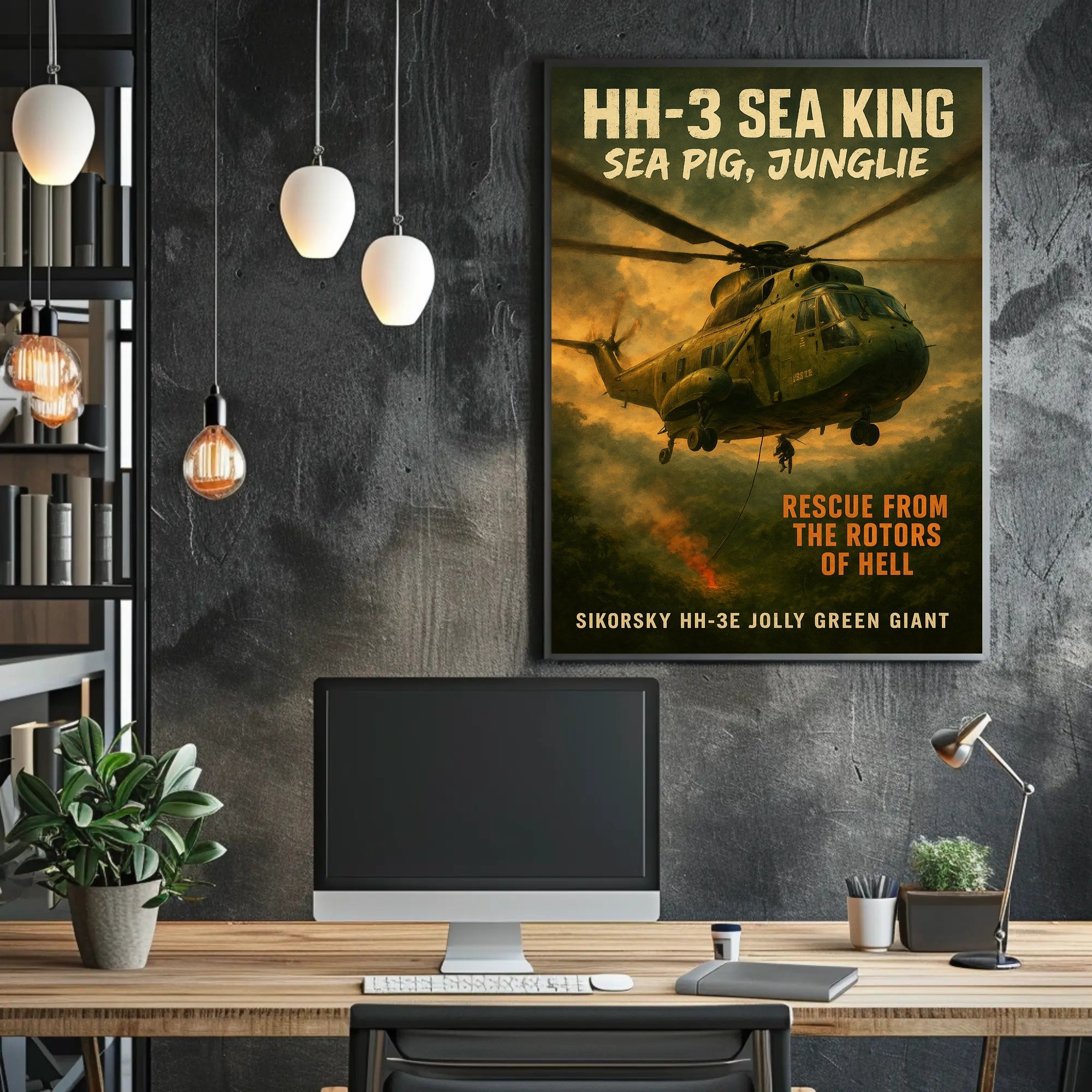 HH-3 Sea King Rescue Vintage Military Recruitment Poster