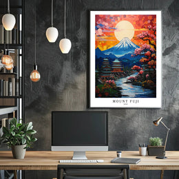 Mount Fuji Artistic Landscape Poster - Cultural or Heritage Poster PosterGoat