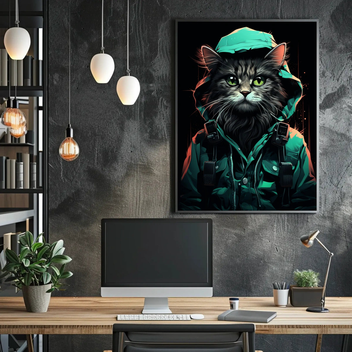 Anthropomorphic Cat Poster: Urban Fantasy Art Print