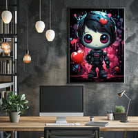 Cute Robotic Heart Poster: Futuristic Love Art