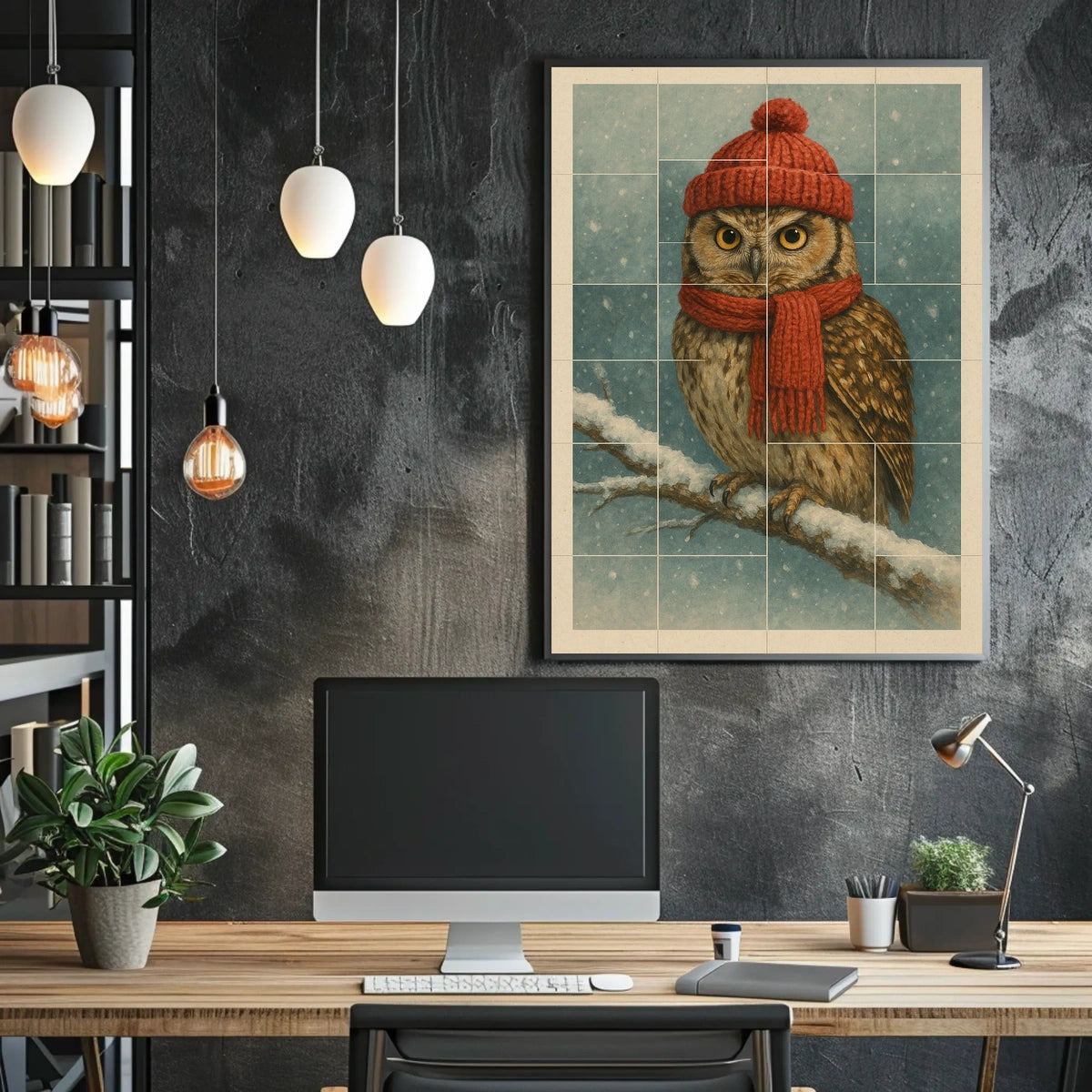 Winter Owl In Red Poster