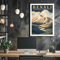 Denali National Park Vintage Poster Travel Wall Art
