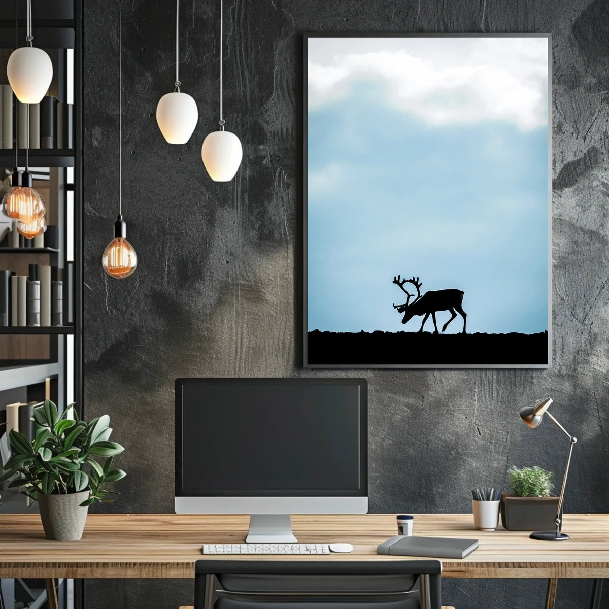 Silhouette Of A Reindeer Poster