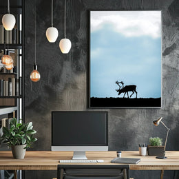 Silhouette Of A Reindeer Poster