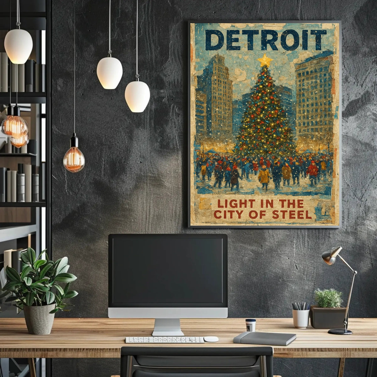 Detroit Light In The City Of Steel Poster
