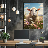 Serene Sheep In Bloom Poster PosterGoat