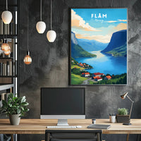 Flåm Norway Scenic View Travel Poster
