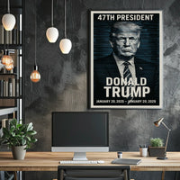Donald Trump Visionary Leader in Blue Poster