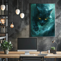 Mystical Black Cat Art Print Poster for Home Decor PosterGoat